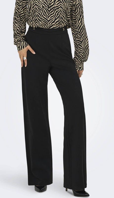 ONLY - ONLPOPTRASH - Casual Broek - Zwart - Wide Leg - Regular Waist