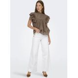 ONLY wide leg high waist casual broek wit