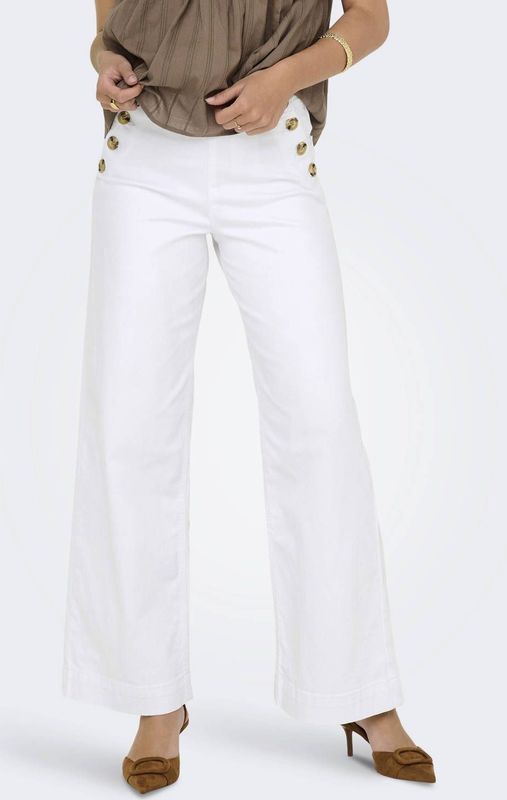 ONLY wide leg high waist casual broek wit
