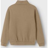 Name It - NKMBRODY LS NREG SWEAT ZIP - Sweatshirt - Bruin - Met Opstaande Kraag en Korte Ritssluiting