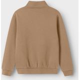 Name It - NKMBRODY LS NREG SWEAT ZIP - Sweatshirt - Bruin - Met Opstaande Kraag en Korte Ritssluiting