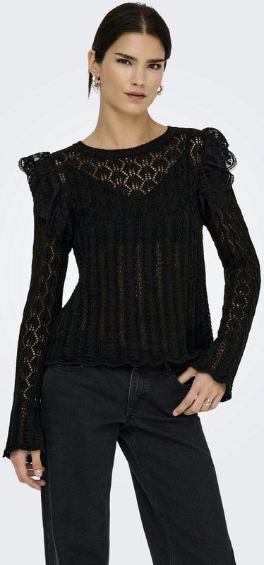 Onlashley Ls O-Neck Mix KNT, zwart, M