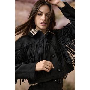 Only - Onldiane Life - Damesjas - Zwart - Imitatieleer met Franjes