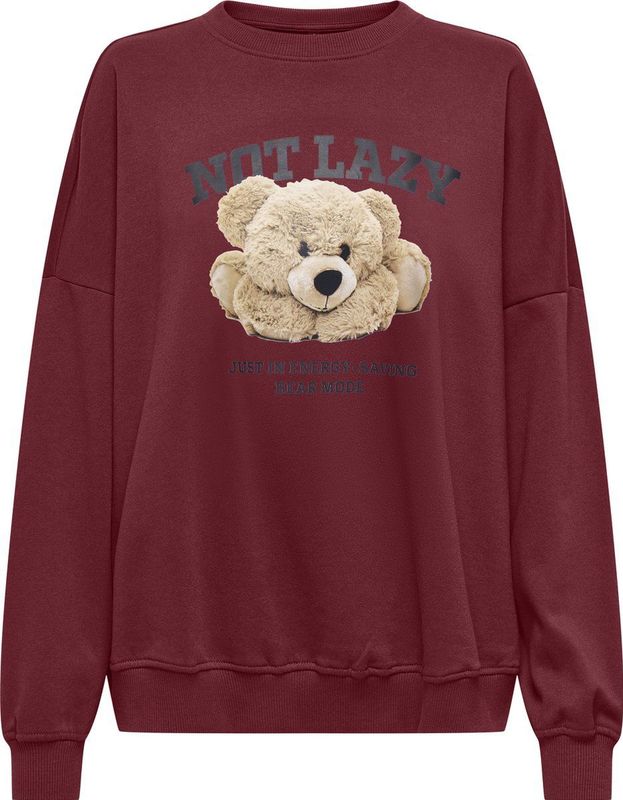 Only - Onlbila Bear O-neck Swt 15356052 - Sweater - Cabernet