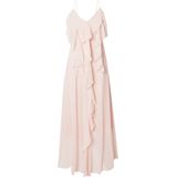 Vmcamille - Lange Jurk - Rood - V-Hals - Mouwloos - Ruches