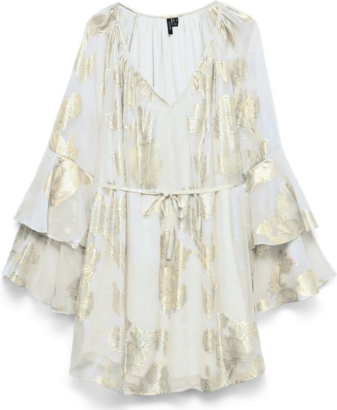 Vmchili - Korte Jurk - V-Hals - Lange Mouwen - Folie Print - Loose Fit