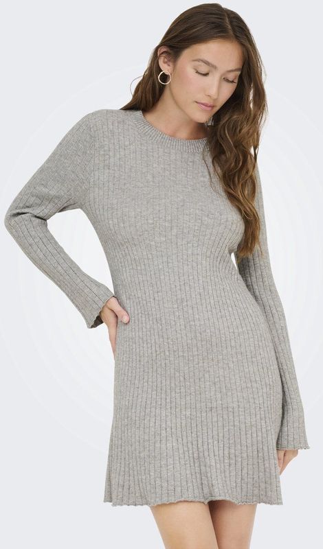 Only - MICHELLA - Gebreide Jurk - Effen - Viscosemix - Mini - Trompetmouwen