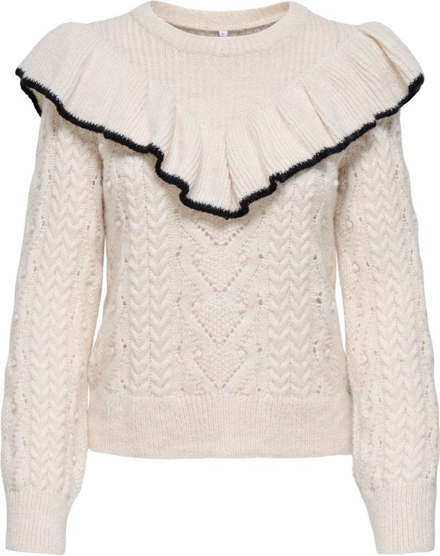 Onlisolde - Gebreide Pullover - O-hals - Lange Mouwen - Regular Fit - Ruches en Parel Versiering