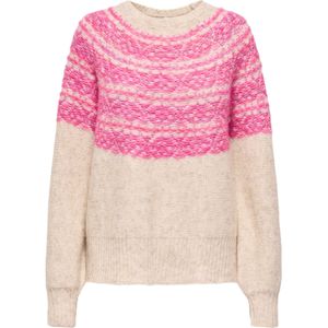 Only - Onlsidona Life - Gebreide Trui - Birch/mel/fuchsia - Dames