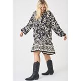 ONLY CARMAKOMA - Korte Jurk - Viscose - Midi-lengte - V-Hals - Lange Mouwen - Ballonmouwen