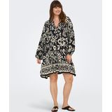 ONLY CARMAKOMA - Korte Jurk - Viscose - Midi-lengte - V-Hals - Lange Mouwen - Ballonmouwen