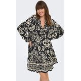 ONLY CARMAKOMA - Korte Jurk - Viscose - Midi-lengte - V-Hals - Lange Mouwen - Ballonmouwen
