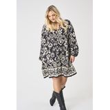 ONLY CARMAKOMA - Korte Jurk - Viscose - Midi-lengte - V-Hals - Lange Mouwen - Ballonmouwen