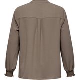 ONLY Carmakoma - Blouse - Bruin - Lange Mouwen - Smock aan de Manchetten