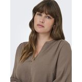 ONLY Carmakoma - Blouse - Bruin - Lange Mouwen - Smock aan de Manchetten