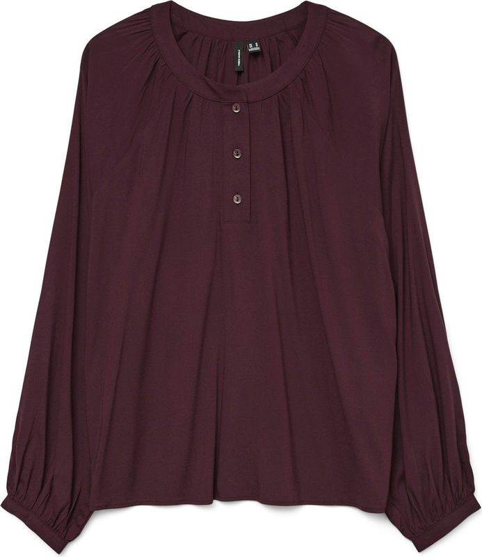 Vero Moda - VMBELLA LS PLACKET TOP - Blouse - Winetasting - Lange Mouwen