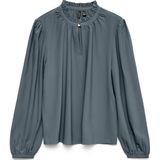 Vero Moda - Vmani Ls Frill Top Wvn Ga - Blouse - Stormy Weather