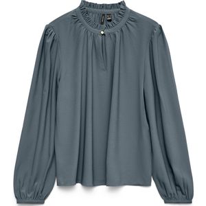 Vero Moda - Vmani Ls Frill Top Wvn Ga - Blouse - Stormy Weather