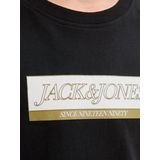 Jack & Jones - JORINWOOD BLOCK BRAND TEE - T-shirt - Zwart - Korte Mouwen