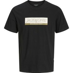 Jack & Jones - JORINWOOD BLOCK BRAND TEE - T-shirt - Zwart - Korte Mouwen