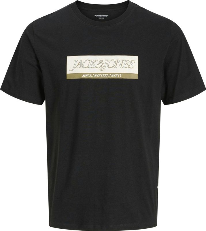 Jack & Jones - JORINWOOD BLOCK BRAND TEE - T-shirt - Zwart - Korte Mouwen