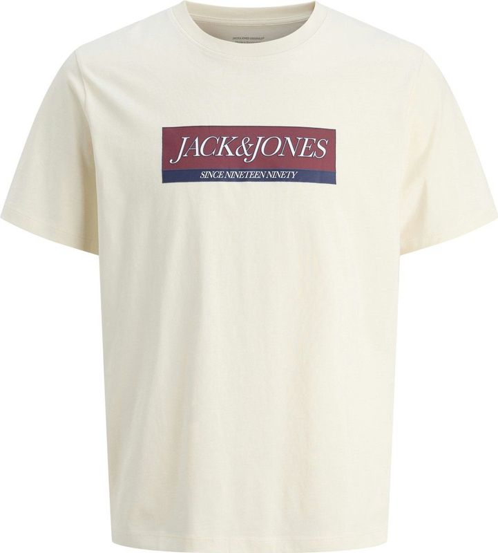 Jack & Jones - JORINWOOD BLOCK BRAND TEE - T-shirt - Antique white - Korte Mouwen