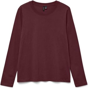 Vero Moda - VMPAULINA LS T-SHIRT GA JRS NOOS - Shirt - Tawny Port - Lange Mouwen - 100% Katoen