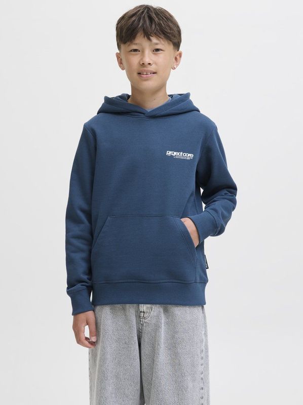 JACK&JONES - JCOUNION PRINT SWEAT HOOD JNR - Blauw - Hoodie - Jongens
