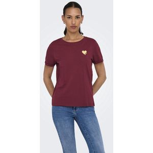 Only - Onlkita Life Top - T-shirt - Cabernet - 100% Katoen - Glitterdetail