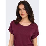 Only - ONLMOSTER - T-shirt - Wijnrood - Korte Mouwen - Met Omslag