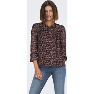 Blouse - Black - Bovenmateriaal - Lange Mouwen - Staande Kraag