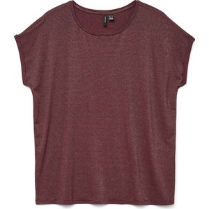 Vero Moda - Vmlava Glitter Ss Top - T-shirt - Syrah - Goud Lurex