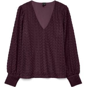 Vero Moda - Vmbecca Ls V-neck Lace Top - Wijnrood - T-shirt