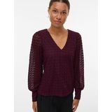 Vero Moda - Vmbecca Ls V-neck Lace Top - Wijnrood - T-shirt