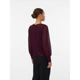 Vero Moda - Vmbecca Ls V-neck Lace Top - Wijnrood - T-shirt