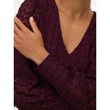 Vero Moda - Vmbecca Ls V-neck Lace Top - Wijnrood - T-shirt