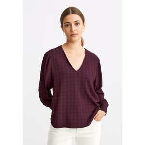 Vero Moda - Vmbecca Ls V-neck Lace Top - Wijnrood - T-shirt
