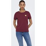 Only - Macy Mix Shirt - Donkerrood - 65% Katoen - 35% Viscose