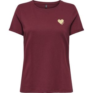 Only - Onlkita Life Top - T-shirt - Cabernet - 100% Katoen - Glitterdetail