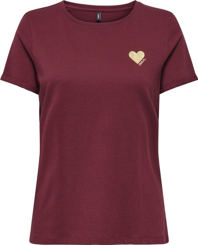 Only - Macy Mix Shirt - Donkerrood - 65% Katoen - 35% Viscose