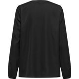 Only - ONLLUCY LIFE LS V-NECK TOP WVN - Shirt met Lange Mouwen - Zwart - Regular Fit