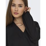 Only - ONLLUCY LIFE LS V-NECK TOP WVN - Shirt met Lange Mouwen - Zwart - Regular Fit