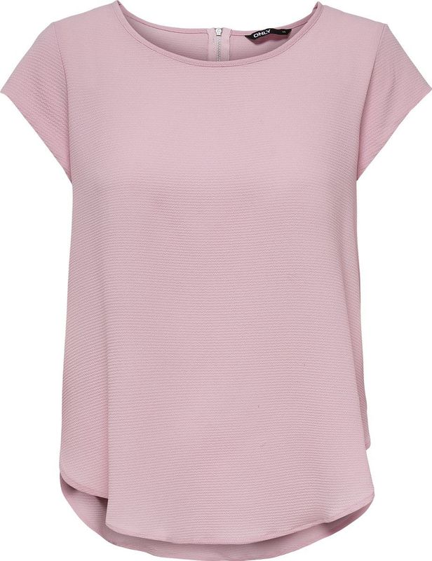 Onlvic - Top - O-hals - Korte Mouwen - Regular Fit - Ritssluiting - Langer Aan De Achterkant