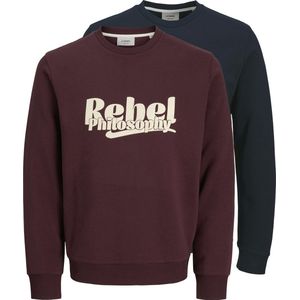 JJ Rebel - JREBRAKIM - Sweatshirt - Nachtblauw/Aubergine/Wit - 2 Pack
