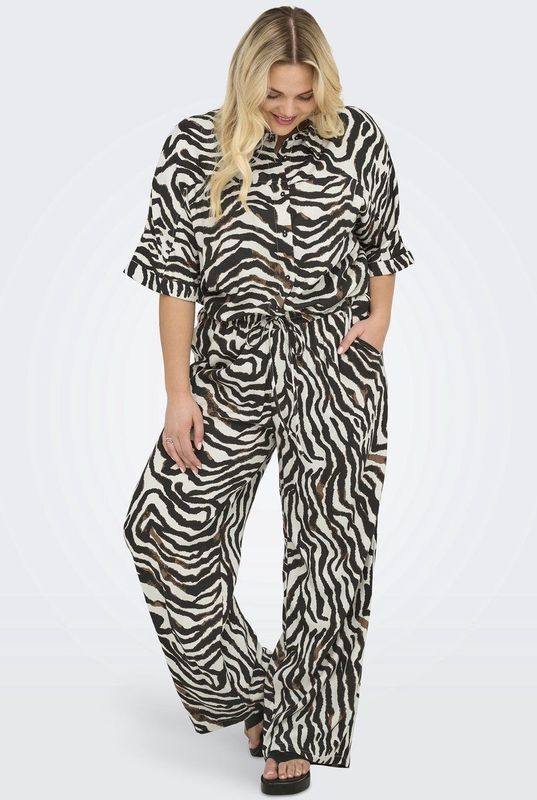 ONLY CARMAKOMA - Regular Fit - Broeken - Viscose - Met Koordsluiting - Zijzakken