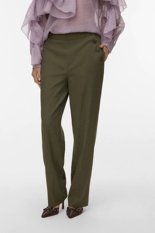 VERO MODA - VMGIABELLA HW PANT - Broek - Groen - Regular Pasvorm
