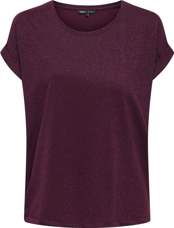 ONLY - CARMOSTER GLITTER S/S TOP JRS NOOS - Korte Mouwen - Chocolate Truffle