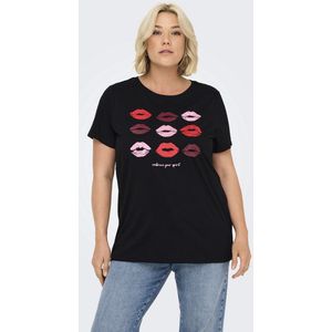 ONLY CARMAKOMA - T-shirt - Zwart - Katoen - Glitterdetail