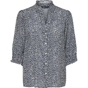 Carraya - Overhemd - Viscose - 3/4 Mouwen - Gesmokte Mouwuiteinden - Knoopsluiting