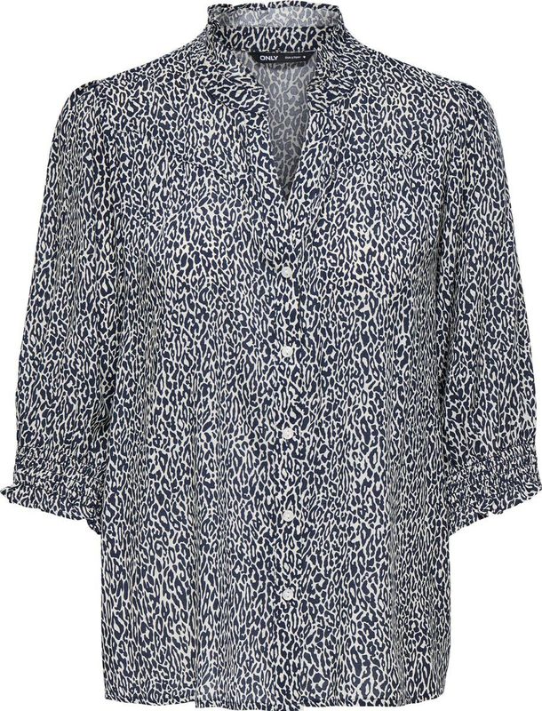 Carraya - Overhemd - Viscose - 3/4 Mouwen - Gesmokte Mouwuiteinden